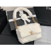 Best Chanel flap bag Shearling Lambskin & Gold-Tone Metal AS2240 White HV02671kr25