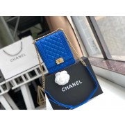 Boy chanel handbag Grained Calfskin & Gold-Tone Metal AS0130 blue HV05288MB38