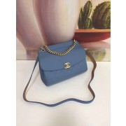 Chanel Calfskin & gold-Tone Metal S0667 blue HV11388CD62