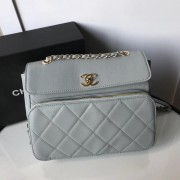 Chanel flap bag Grained Calfskin & Gold-Tone Metal AS1199 grey HV10767UE80