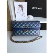 Chanel flap bag Lambskin & Gold-Tone Metal 57275 blue HV05696ff76