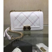 Chanel Leboy Original Calfskin leather Shoulder Bag K67086 white & Gold-Tone Metal HV05568zS17