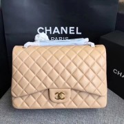 Chanel Maxi Quilted Classic Flap Bag original Sheepskin CF 58601 apricot Gold chain HV00695xa43