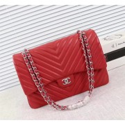 Copy 1:1 Chanel Maxi Quilted Classic Flap Bag Sheepskin C56801 red Silver chain HV11757xD64