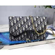 Copy Dior SADDLE DENIM CANVAS Chain Clutch bag S5614 dark blue HV07089Ey31