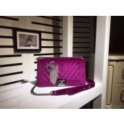 Fake Chanel LE BOY Shoulder Bag velvet 67086C purple HV10878Lh27