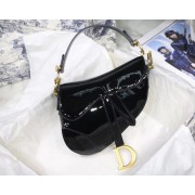 Fake Dior MINI SADDLE BAG IN black patent calfskin M0447 HV00550uQ71