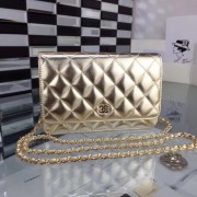 First-class Quality Chanel WOC Original Sheepskin Leather Flap cross-body bag CF33814 gold Gold chain HV01082Sf41