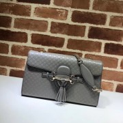 Gucci GG Leather Shoulder Bag 449635 grey HV05660Gp37