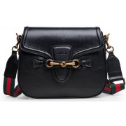 Gucci Lady Web Calfskin Leather Shoulder Bags 383848 Black HV06410CC86