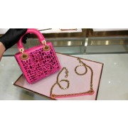 Imitation MINI LADY DIOR BAG WITH CHAIN SMOOTH CALFSKIN EMBROIDERED WITH A MOSAIC OF MIRRORS M0598 rose HV05297Tm92