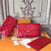 Louis Vuitton Original Monogram Vernis Felicie Chain Wallet 61276 red HV03222hI90