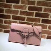 Luxury Gucci GG Leather Shoulder Bag 449635 Pink HV06083Lv15