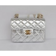 Quality Chanel Classic Light Silver Lambskin Golden Chain Quilted Flap Bag HV04379Vu63