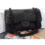 Replica Chanel 2.55 Series Flap Bag Black Cannage Pattern Chevron Leather A1112V Black HV04633UD97