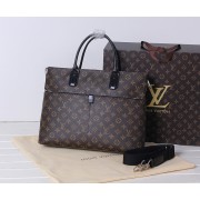 Replica Louis Vuitton Monogram Canvas Briefcase Calfskin Leather 41546 Brown HV01042EO56