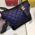 Replica Chanel Gabrielle Calf leather Shoulder Bag 1010B blue with black HV00966XB19