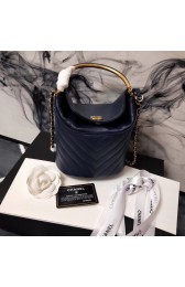 Chanel Bucket Bag Lambskin & Gold-Tone Metal A57861 dark blue HV03872gE29