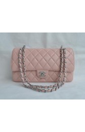 Chanel Classic 2.55 Series Pink Lambskin Silver Chain Quilted Flap Bag 1113 HV03703sp14