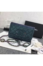 Chanel Classic Clutch with Chain Grained Calfskin & silver-Tone Metal A88447 green HV02868oK58