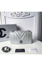Chanel Classic Shoulder Bag Original Sheepskin Leather 5692 silver HV03697vX95