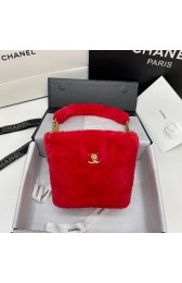 Chanel flap bag Shearling Lambskin & Gold-Tone Metal AS2241 red HV04666yj81