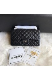Chanel Flap Original Cowhide Leather 30225 black Silver chain HV02820OG45