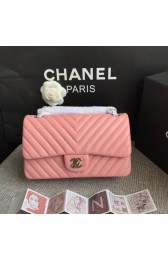 Chanel Flap Original Lambskin Leather Shoulder Bag 1112V Cherry Pink silver chain HV04261dX32