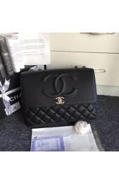 Chanel Grained Calfskin & Silver-Tone Metal A91869 Black HV04230RX32