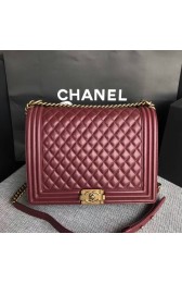 Chanel LE BOY Shoulder Bag Original Sheepskin 67087 Claret Gold chain HV04034fJ40