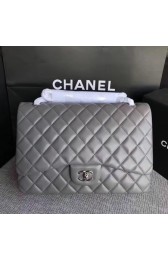 Chanel Maxi Quilted Classic Flap Bag original Sheepskin CF 58601 gray Silver chain HV03254UM91