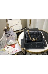 Chanel Shoulder Bag Original Leather Black 63595 Gold HV03555De45