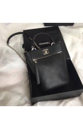 Fake Chanel Calfskin & silver-Tone Metal S0577 black HV10757xR88