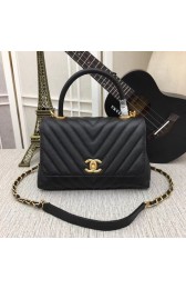 Fake Chanel Flap Bag with Top Handle 36620 black HV06648eZ32