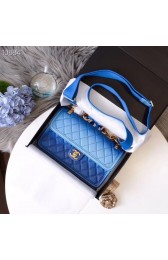Imitation Chanel flap bag Grained Calfskin Resin & Gold-Tone Metal AS0062 blue HV01440sJ18
