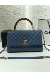 Knockoff Chanel flap bag with Burgundy top handle A92991 Blue HV10587WW40