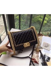 Replica Chanel LE BOY Shoulder Bag Original Calf leather 67086D black HV03250KG80