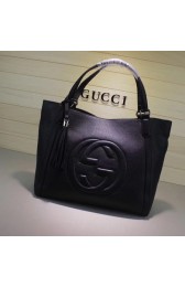 Replica Fashion Gucci Leather Shoulder Bag 282309 black HV11222HM85