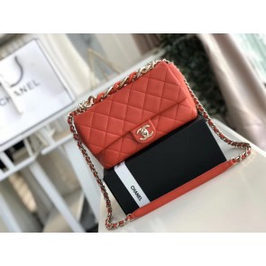 Chanel Lambskin Flap Bag &gold-Tone Metal AS1353 red HV01147AM45