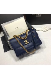 Chanel Flap Original Cowhide Shoulder Bag 56987 dark blue HV03595TP23