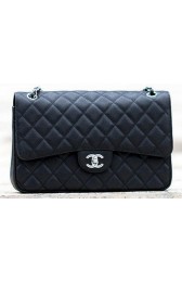 Chanel Jumbo Classic Black Cannage Pattern Flap Bag A58600 Silver HV10782ER88