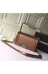 Chanel LE BOY Shoulder Bag Original Sheepskin Leather 67086 Bronze HV04298Oj66