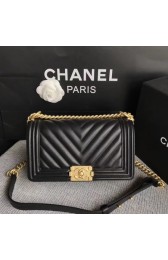 Chanel LE BOY Shoulder Bag Original Sheepskin Leather 67086V black Gold Buckle HV03631vX33