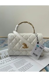 Chanel mini flap bag with top handle AS2477 white HV10466dX32