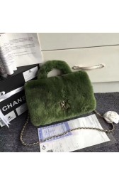 Chanel Original Leather Cony Hair top handle bag 6950 green HV02375Gp37