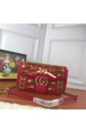 Fashion Gucci GG Marmont Medium Matelasse Shoulder Bag 443497 Red HV10901wc24