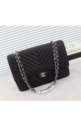 Imitation Chanel Caviar Leather Shoulder Bag C56801 black Silver chain HV03965VO34