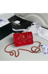 Knockoff Chanel mini flap bag Sheepskin & Gold-Tone Metal AP1738 red HV03153eF76