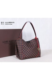 Louis Vuitton Damier Ebene CAISSA Hobo Bag 41555 Red HV01744TV86