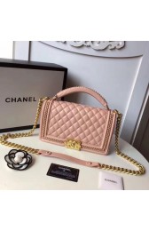 Replica Boy Chanel Top Handle Flap Bag Original Sheepskin Leather A94804 Pink HV04182Ix66